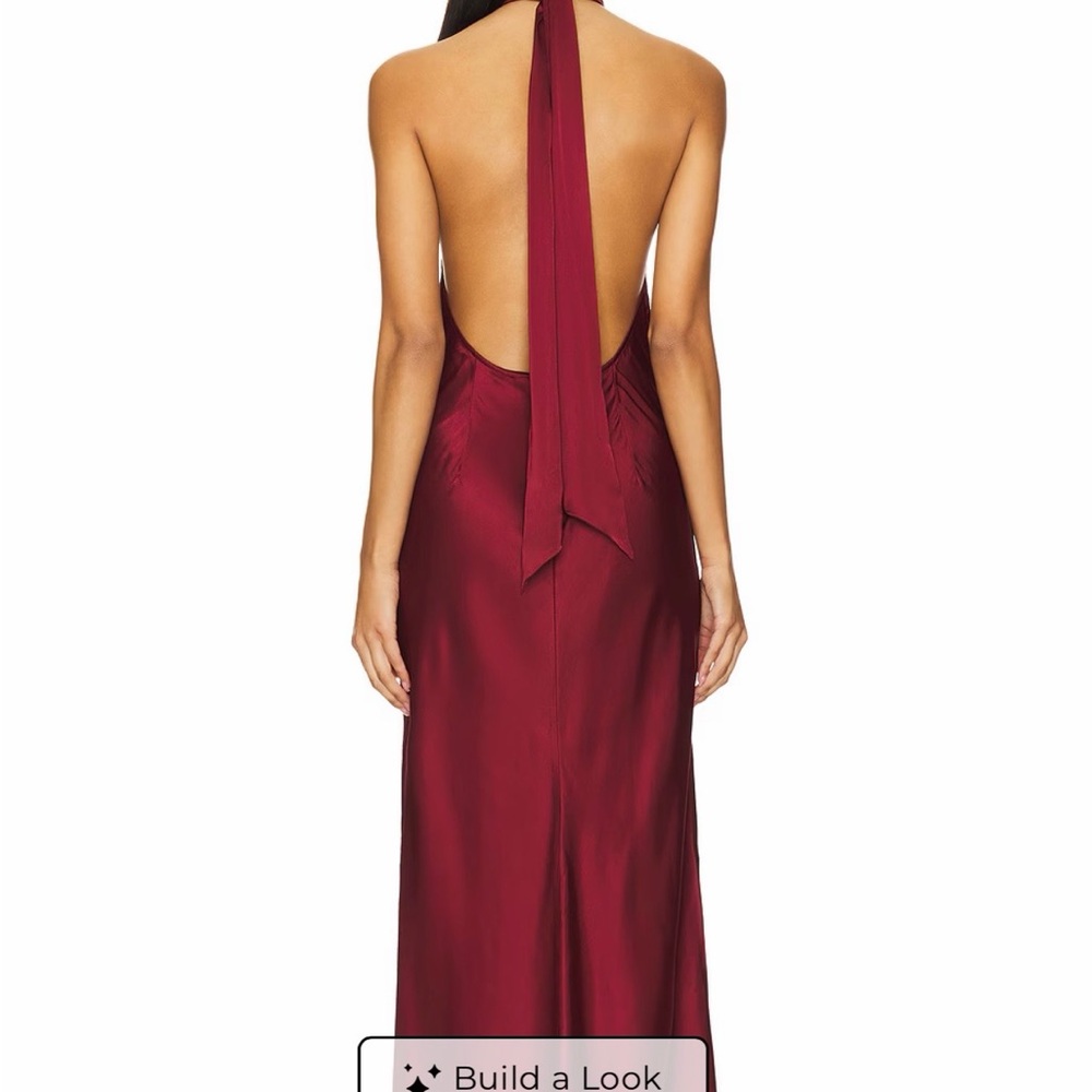 REVOLVE Satin Cowl Halter Gown - Burgundy - Picture 2 of 2